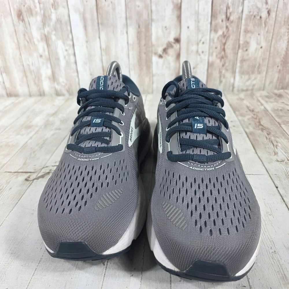 Brooks Addiction GTS 15 Womens Grey Navy Running Shoes 1203521B099 Size 8.5 B